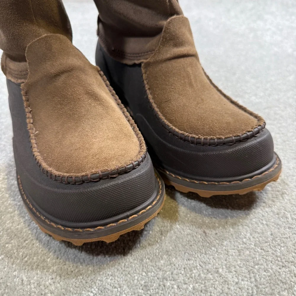 Woolrich Fully Wooly Slip Winter Boot Waterproof‎ Brown Leather EUC W10 Gorpcore